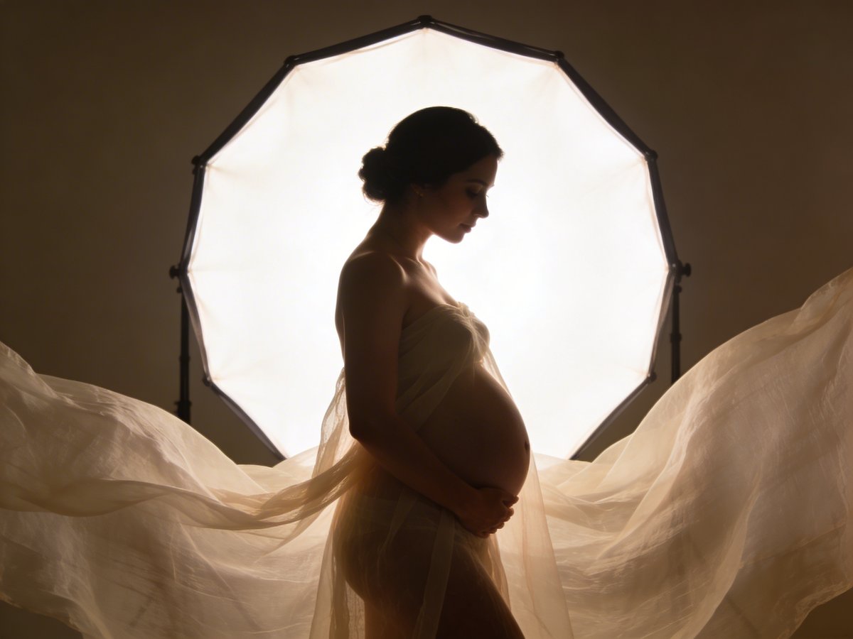 Valikoima virtaavia mekkoja ja sopivia asusteita raskausvalokuvaukseen