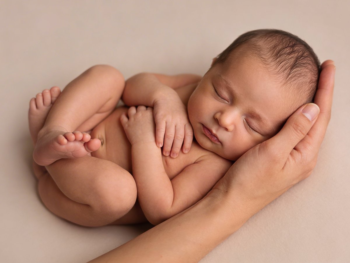 Turvalliset asennot vastasyntyneelle, jossa pää ja vartalo tuettu asianmukaisesti